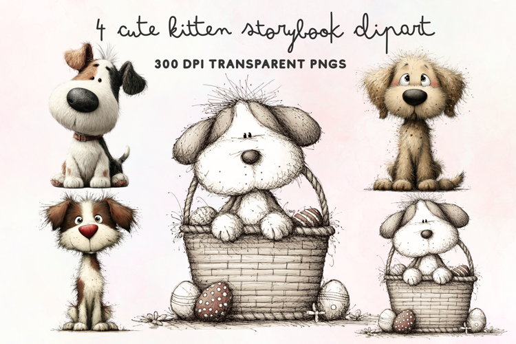 Cute Watercolor Dogs Clipart PNG