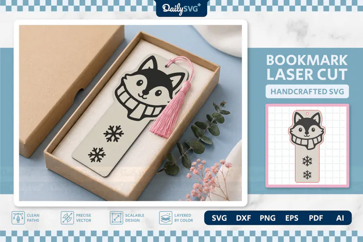 Cute Winter Animal Bookmark SVG | Snowy Reading Craft