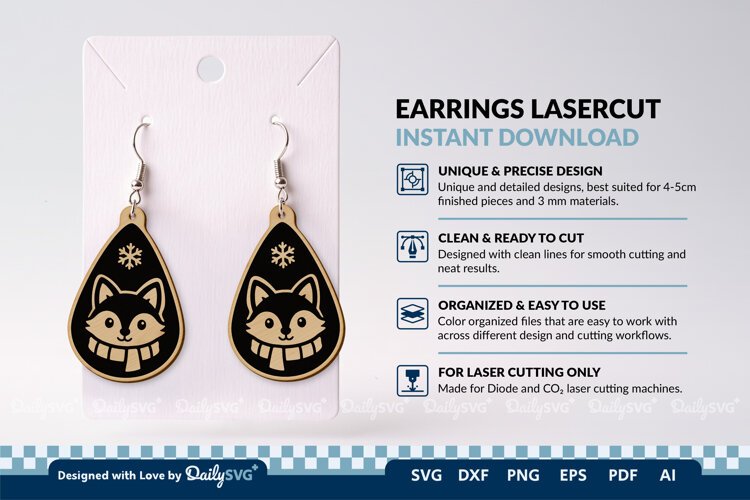 Cute Winter Animal Earring SVG | Laser Cut Jewelry example image 1