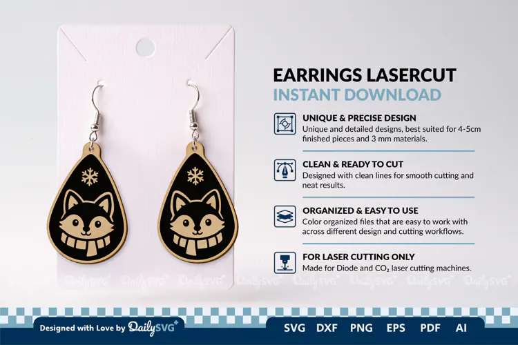 Cute Winter Animal Earring SVG | Laser Cut Jewelry