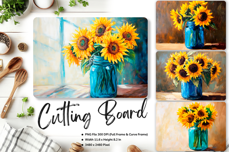 Sunflower Cutting Board Kitchen Chopping Board Sublimation5