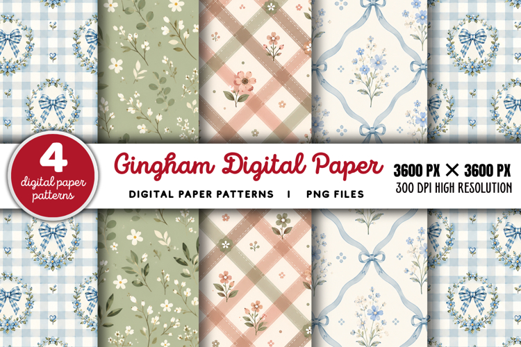 Gingham Digital Paper Backgrounds PNG