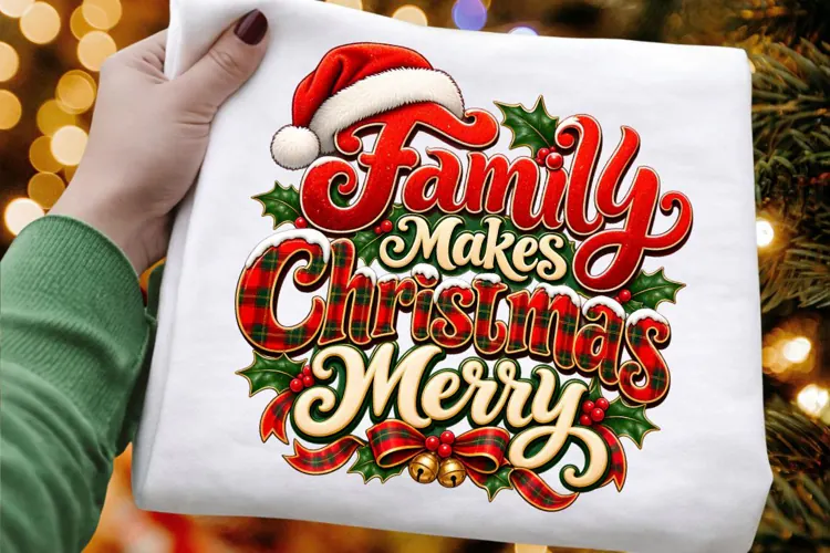 Family Makes Christmas Merry Holiday Typography PNG