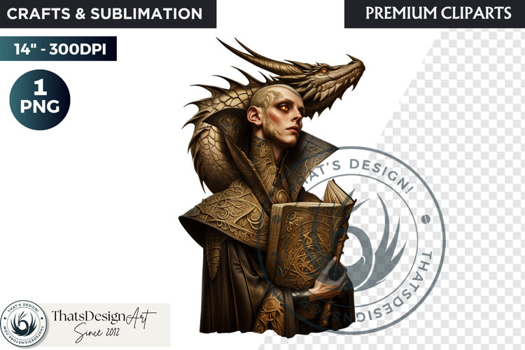 Fantasy Dragon wizard clipart, sorcerer, spellcaster, mage