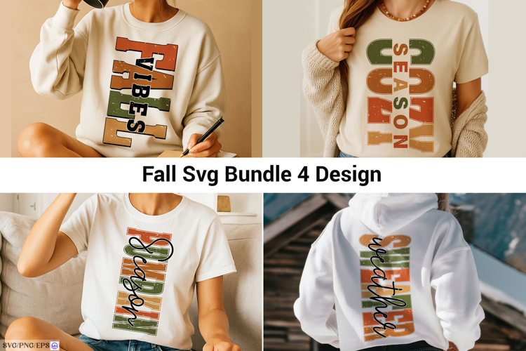 Fall Vibes SVG PNG Bundle Pumpkin Season Autumn Cozy Fall