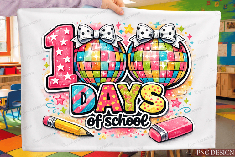 100 Days of School Disco Ball PNG Design 100 days of school