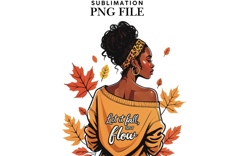 Motivational Autumn melanin woman png