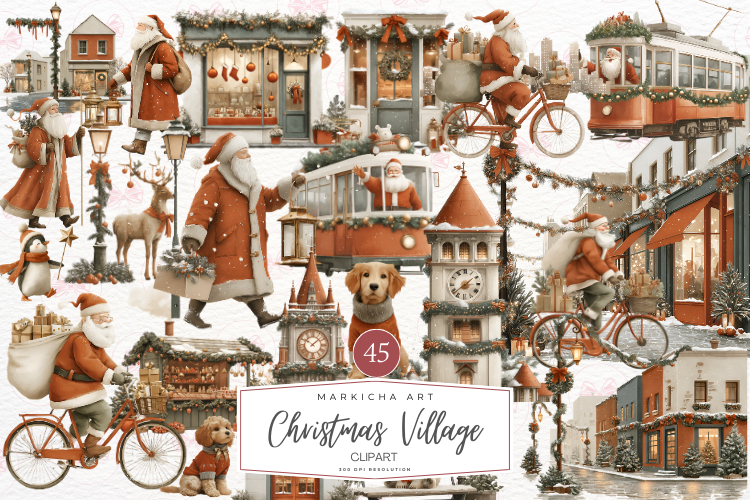 Christmas Village Clipart 45 Png Bundle
