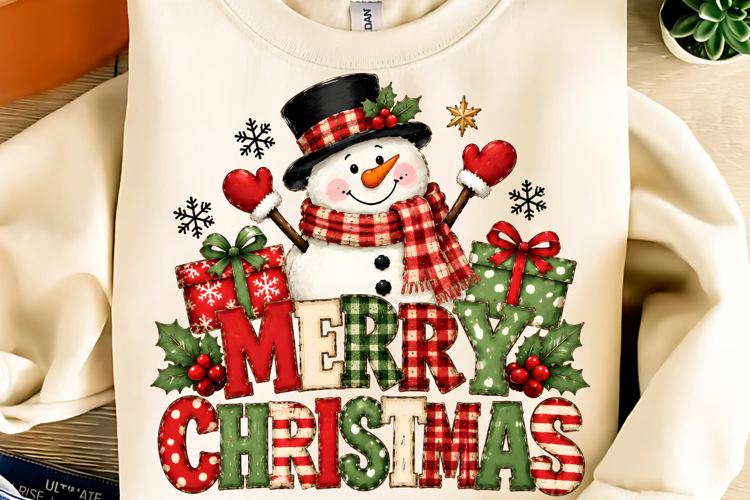 Retro Christmas Snowman Holly Jolly PNG, Merry Christmas PNG