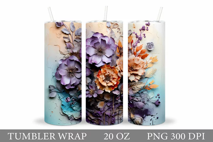 Flowers Tumbler Sublimation. Floral Tumbler Design