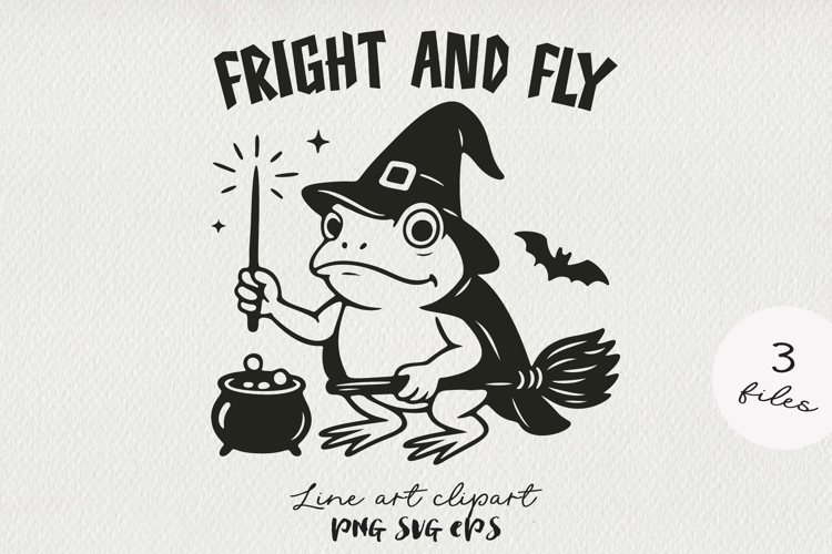 Halloween Witch Frog SVG PNG. Cute Spooky Frog Clipart.