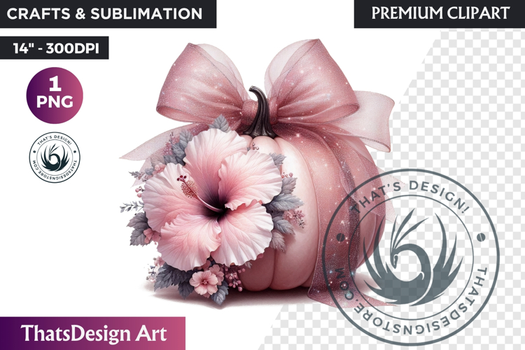 Pastel Floral baby shower wedding coquette pumpkin bow PNG