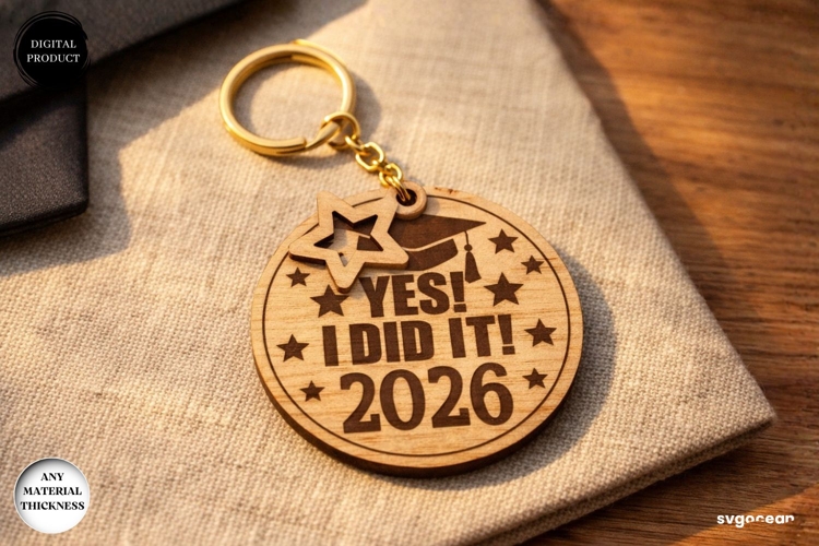 Graduation 2026 Keychain Laser Cut | Keyring | Glowforge