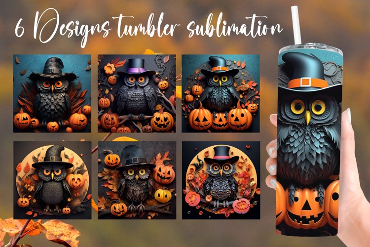 Owl Halloween Tumbler Sublimation Design PNG I Halloween PNG