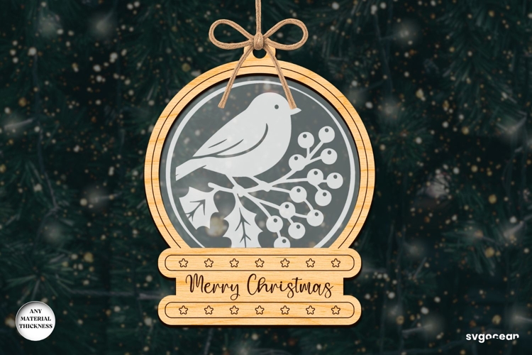 Christmas Snowglobe Ornament Laser Cut | Glowforge | SVG