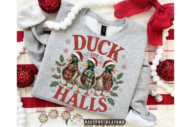 Duck the Halls PNG | Christmas Mallard Duck PNG