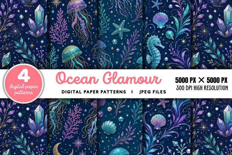Ocean Glamour Seamless Digital Paper JPG