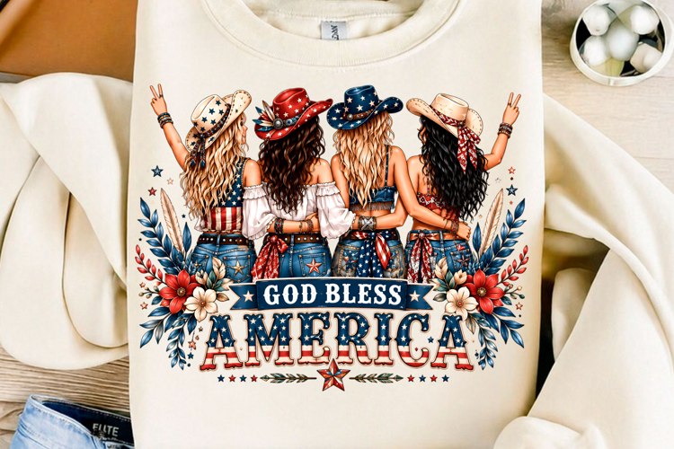 USA Boho Cowgirls PNG example image 1
