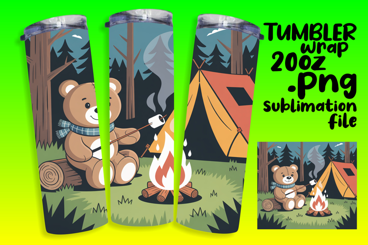 ELEGANT 20oz Sublimation Tumbler Wrap , Cute Bear