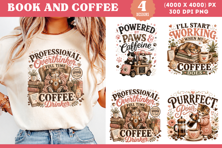 Funny Cat Coffee Quote Sublimation PNG