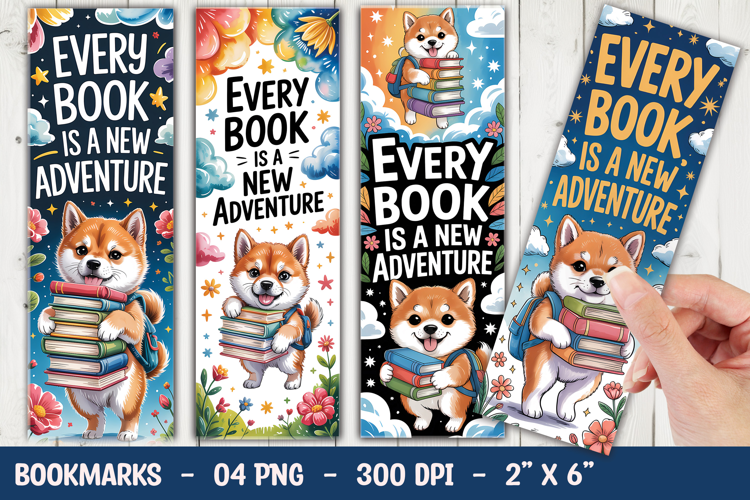 Shiba Back to School Animal Bookmark Sublimation PNG
