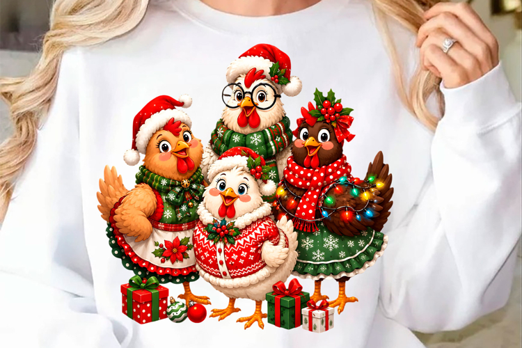 Christmas Chicken Squad PNG