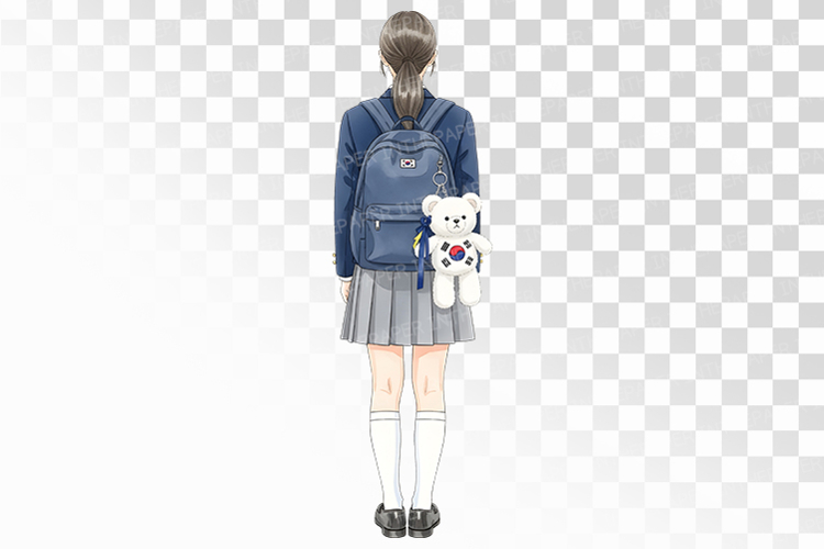 Modern Student Uniform Taegeukgi Bear Keychain PNG
