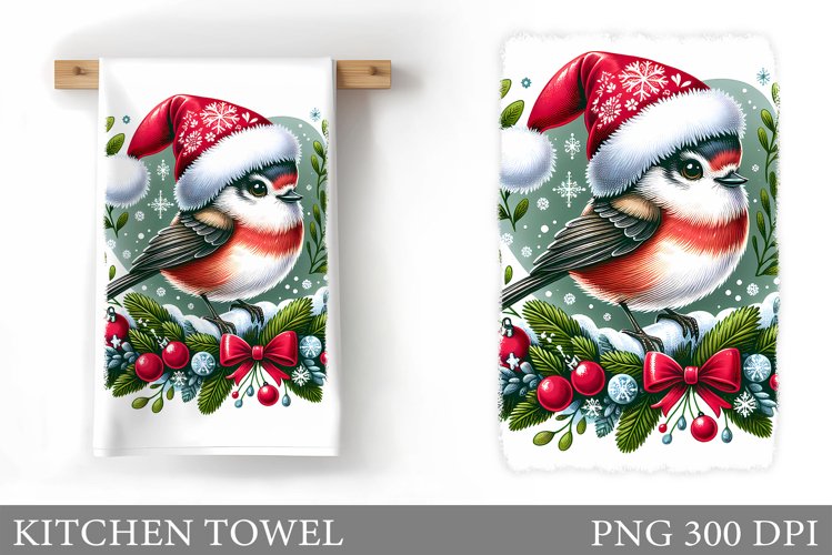 Christmas Bird Kitchen Towel. Christmas Kitchen Towel Design example image 1