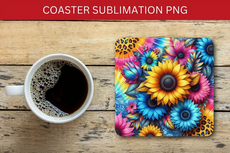 square coaster - sunflowers pattern
