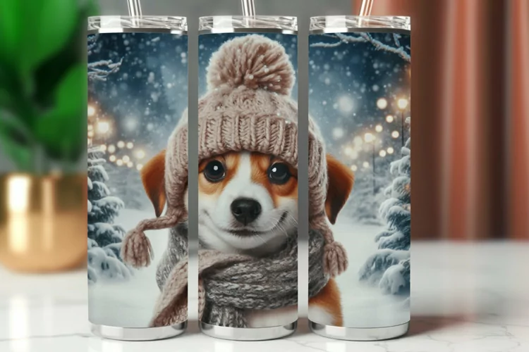 Tumbler Wrap 20 oz - dog wearing hat