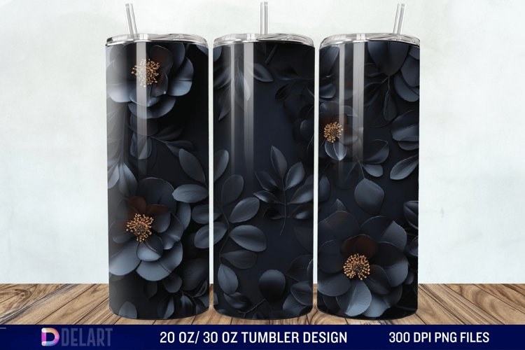 3d Dark floral Tumbler Wrap example image 1