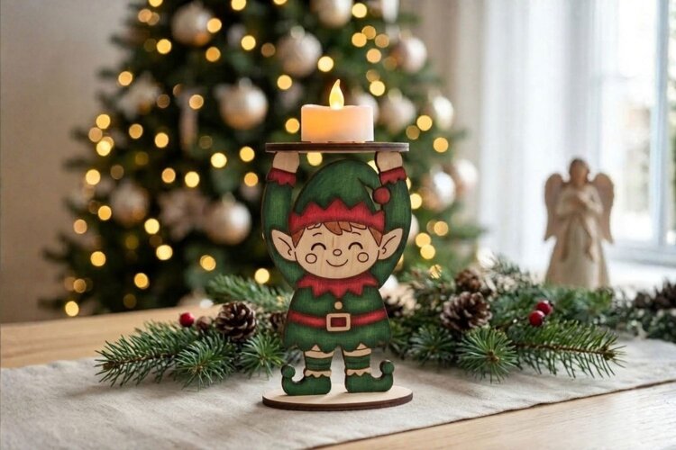 Christmas Elf Candle Holder Laser Cut | Glowforge | SVG example image 1