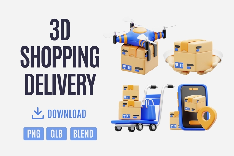 3D Shopping Delivery Set 03