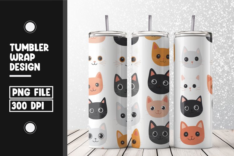 Cute cat pattern Tumbler Wrap | Sublimation | 20 oz Skinny