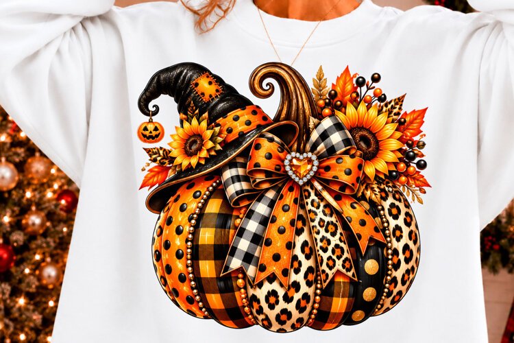 Leopard Pumpkin Halloween Shirt, PNG example image 1