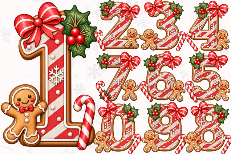 Christmas Gingerbread Numbers PNG