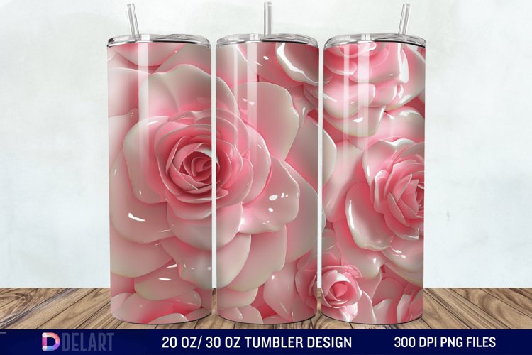 3D Flower Seamless Roses Tumbler Wrap example image 1