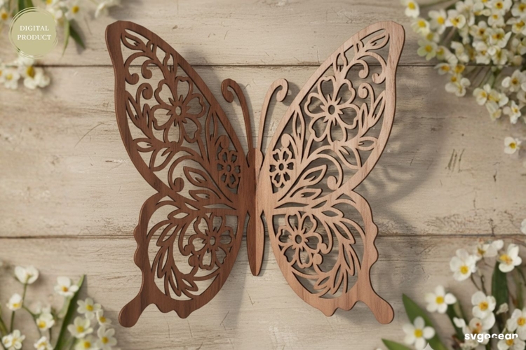 3D Floral Butterfly Laser Cut | Glowforge | SVG