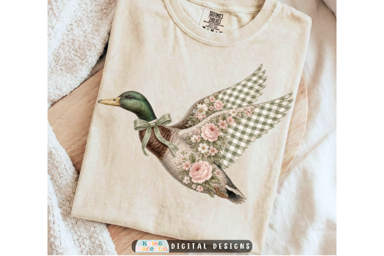 Floral Mallard Duck PNG | Rustic and Preppy Outdoor PNG