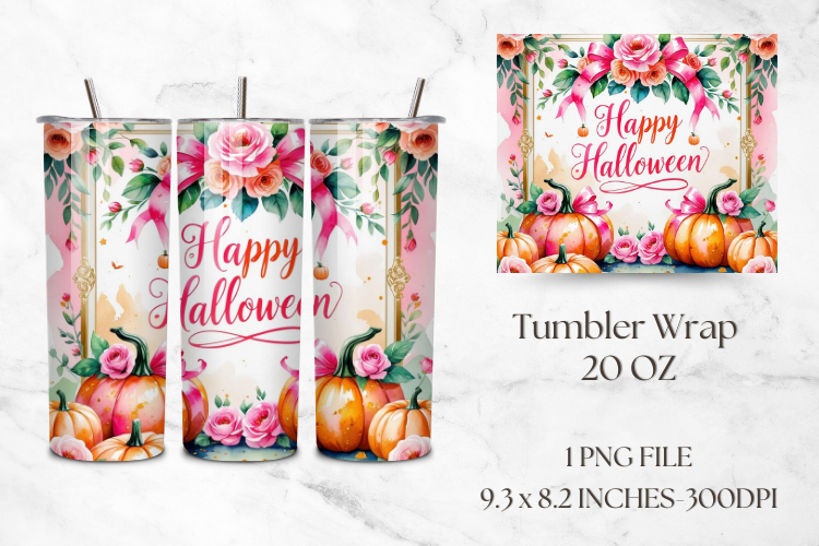 Dusty Pastel Pumpkin 20oz Tumbler Wrap | Halloween Tumbler