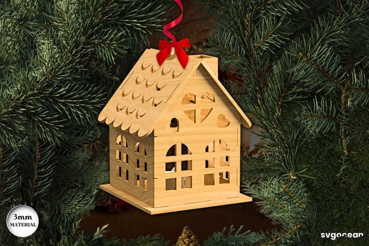 Christmas House Candle Holder SVG | Laser Cut | Glowforge