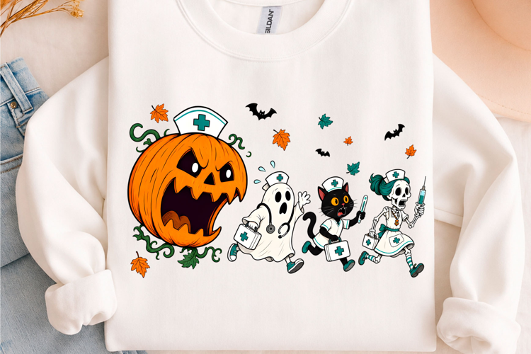 Halloween Nurse Pumpkin Ghost PNG