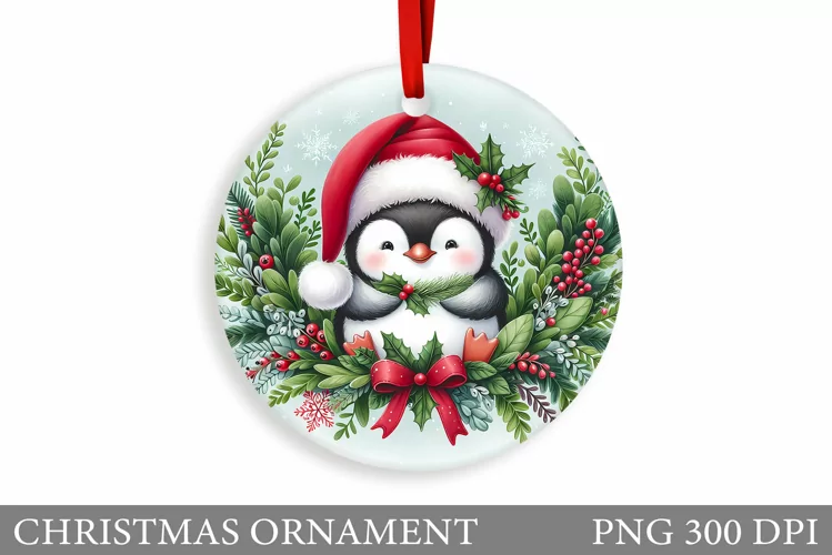 Cute Penguin Christmas Ornament. Cute Penguin Sublimation