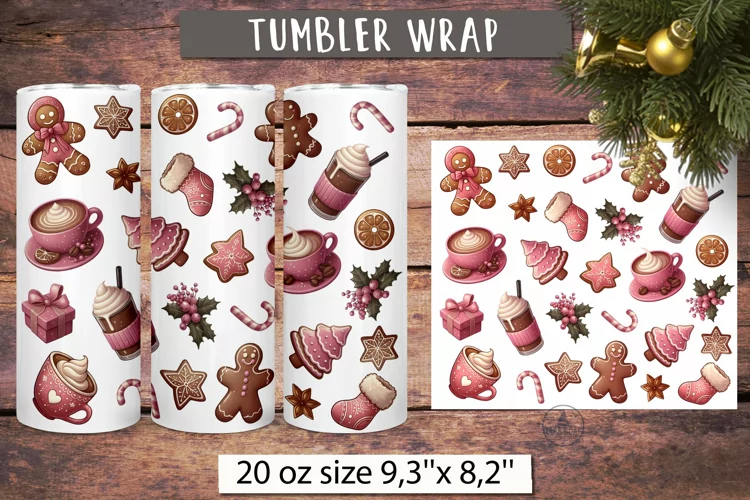Pink Christmas tumbler wrap | Coffee girl tumbler