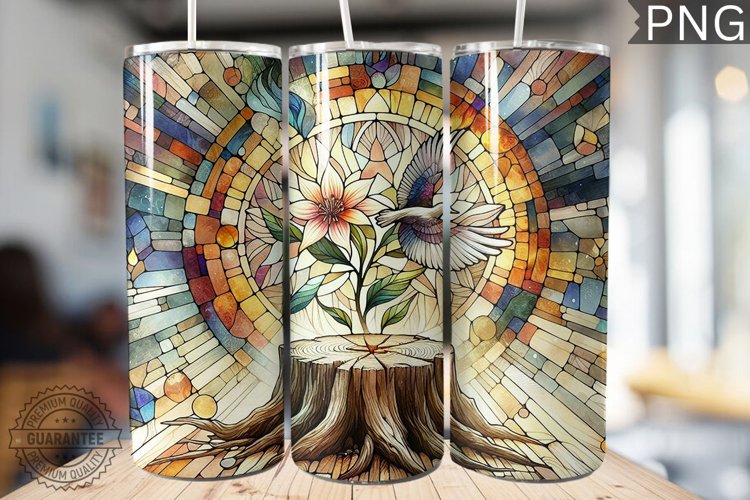 Watercolor Flower Wooden Stump Tumbler - High Quality 3Dpi example image 1