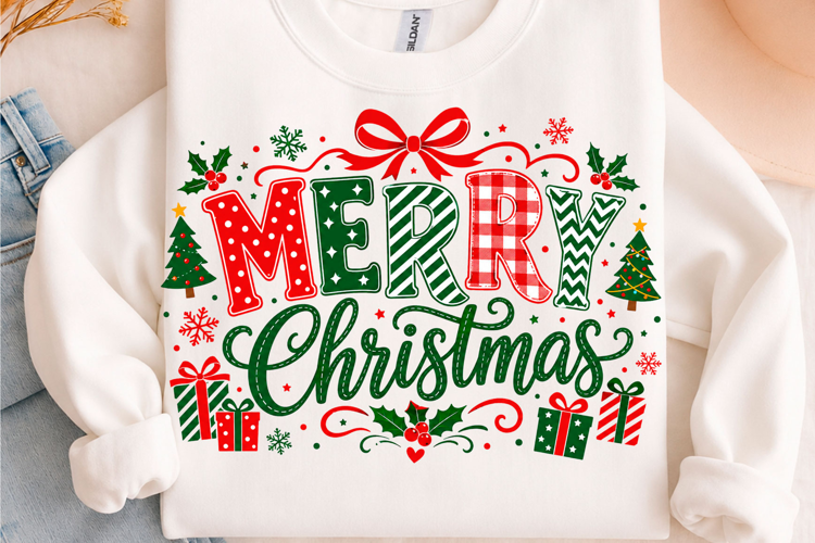 Merry Christmas Gift Typography Holiday T-Shirt Design