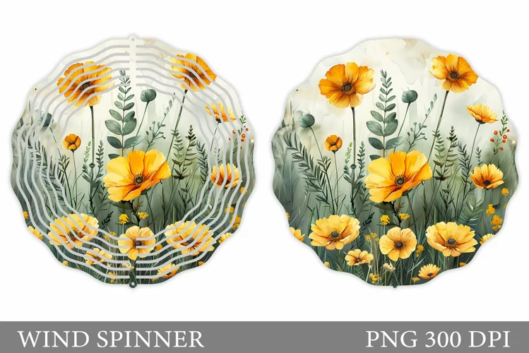 Flowers Wind Spinner Design. Flowers Spinner Sublimation
