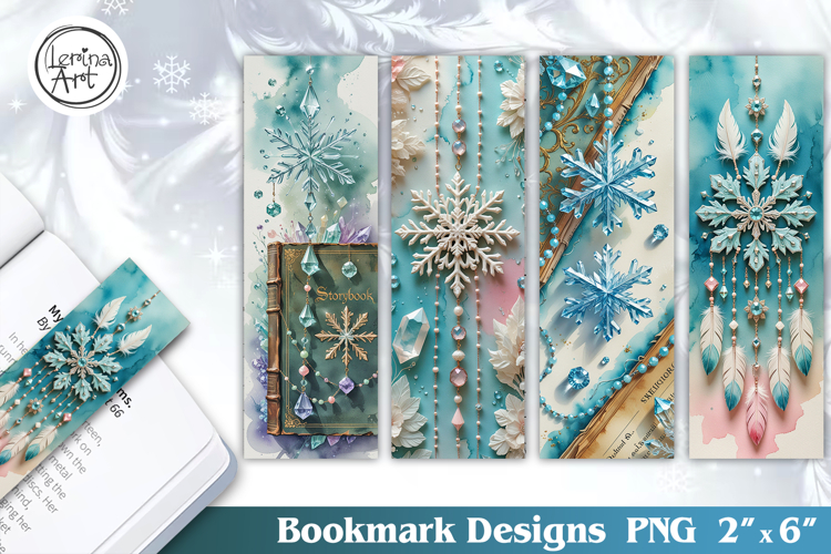 Christmas / Snowflakes / Printable Bookmark / 4 PNG