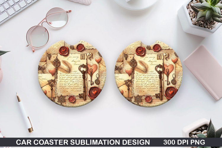 Valentine Car Coaster Sublimation |Valentine Coaster PGN