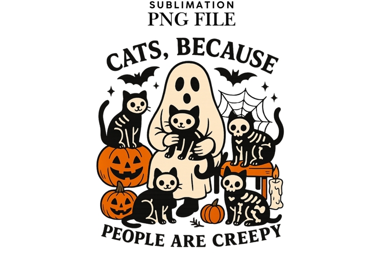 Ghosts cats png design for T-shirts